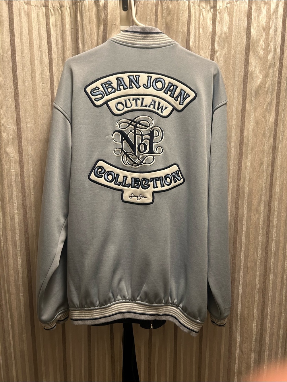 Sean John Outlaw Collection Light Blue Varsity Jacket, Men’s Size XL